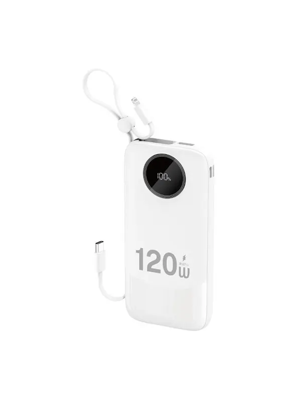 Dudao K13 10000mAh Powerbank with Built-in Cable - White