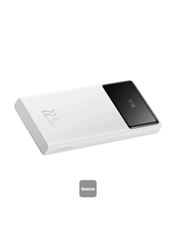 Baseus Star-Lord 10000mAh 22.5W Powerbank with Digital Display and USB-C 3A Cable 30cm - White - 10000 mAh