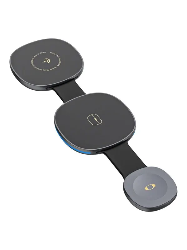 Dudao A11S 3-in-1 Wireless Charger Compatible with MagSafe Smartphone Smartwatch Headphones - Black