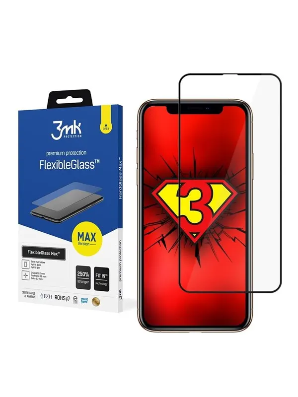 3mk FlexibleGlass Max Black Hybrid Glass - iPhone Xs Max / 11 Pro Max