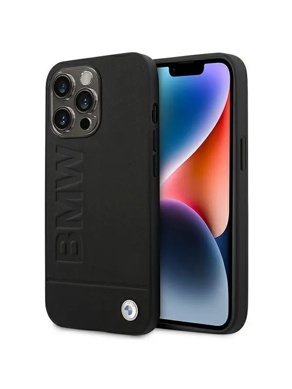 BMW Leather Stamp Case for iPhone 14 Pro - Black