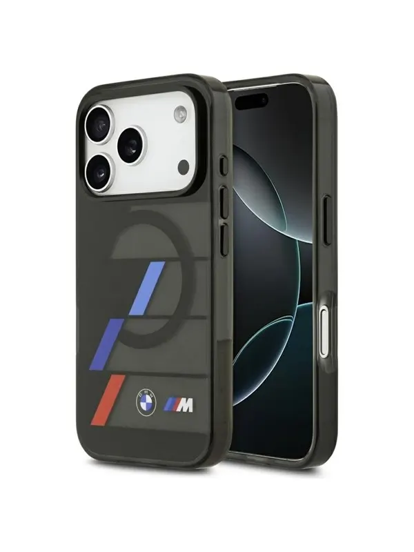 BMW M IML Metal Buttons Tricolor Lines MagSafe Case for iPhone 17 Pro - Black