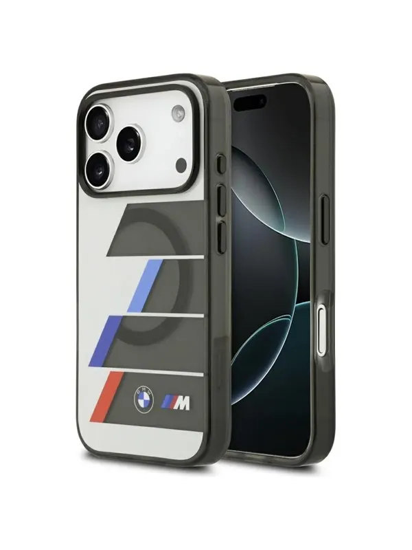 BMW M IML Metal Buttons Tricolor Lines MagSafe Case for iPhone 17 Pro - Gray