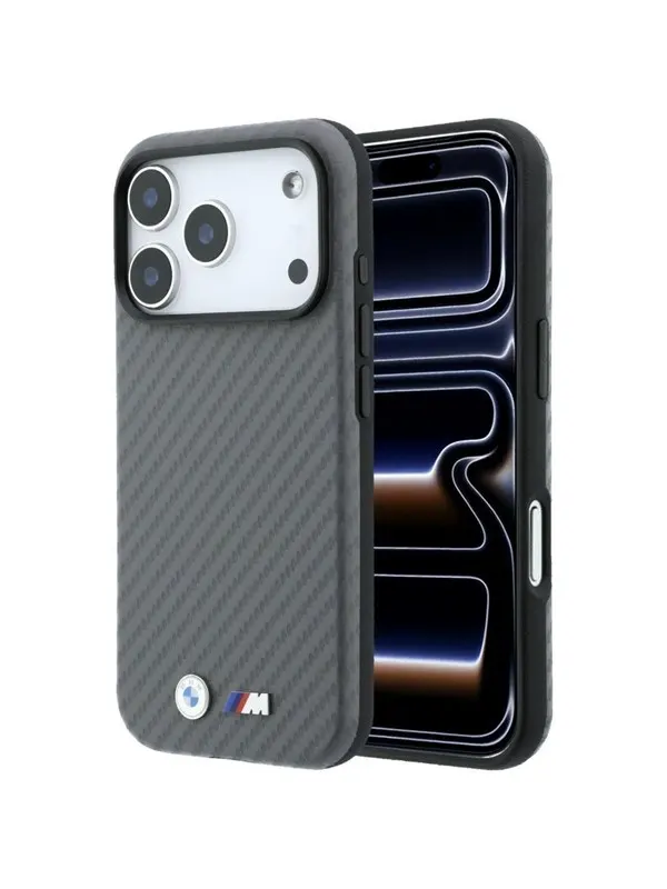 BMW M Carbon Metal Logo MagSafe Case for iPhone 17 Pro / 18 Pro - Gray