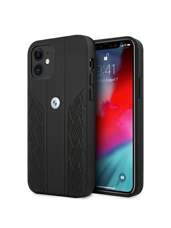 BMW Leather Curve Perforate Case for iPhone 12 mini - Black