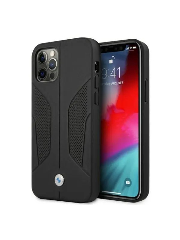 BMW Leather Perforated Sides Case for iPhone 12 / iPhone 12 Pro - Black