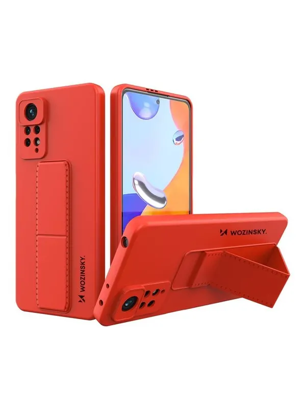 Wozinsky Kickstand Case Silicone Case with Stand Case for Xiaomi Redmi Note 11 Pro Red