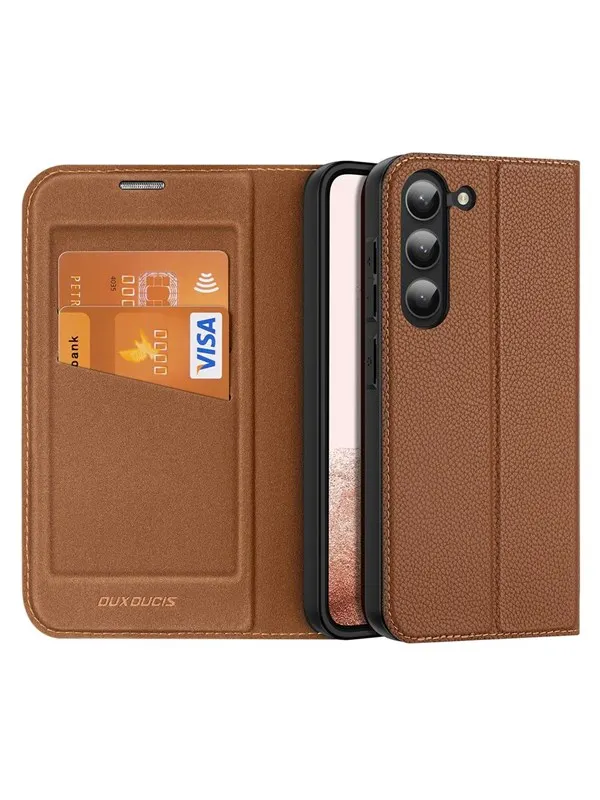 Dux Ducis Skin X2 Samsung Galaxy S23+ Case Flip Cover Wallet Stand Brown