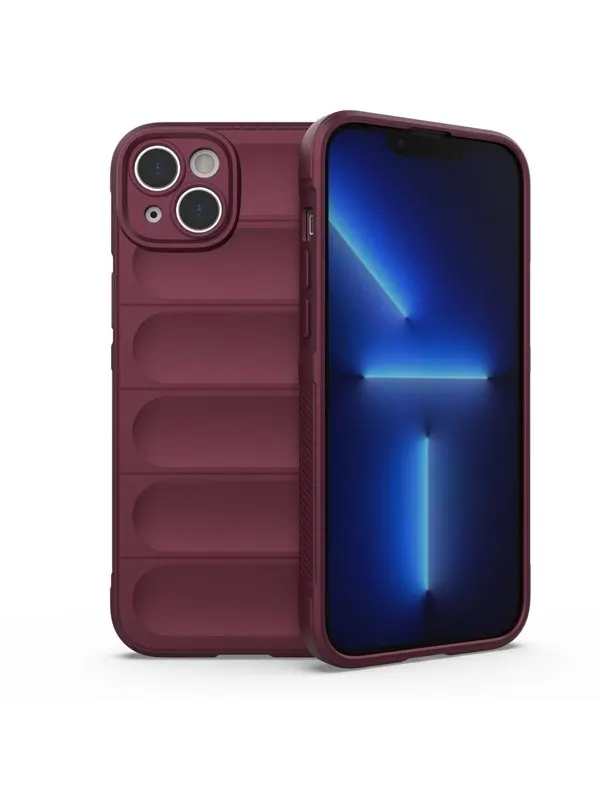 Hurtel Magic Shield Case for iPhone 14 Plus Elastic Armored Case in Burgundy