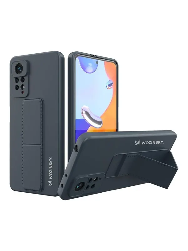 Wozinsky Kickstand Case Silicone Case with Stand Case for Xiaomi Redmi Note 11 Pro Navy Blue