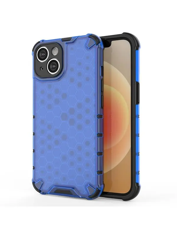 Hurtel Honeycomb Case for iPhone 14 Plus Armored Hybrid Cover Blue