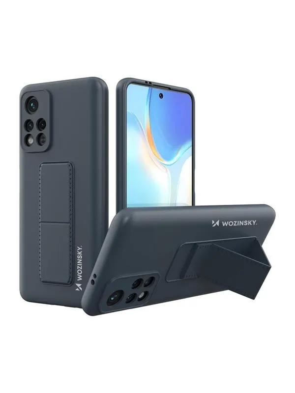 Wozinsky Kickstand Case Silicone Case with Stand Case Xiaomi Redmi 10 Navy Blue