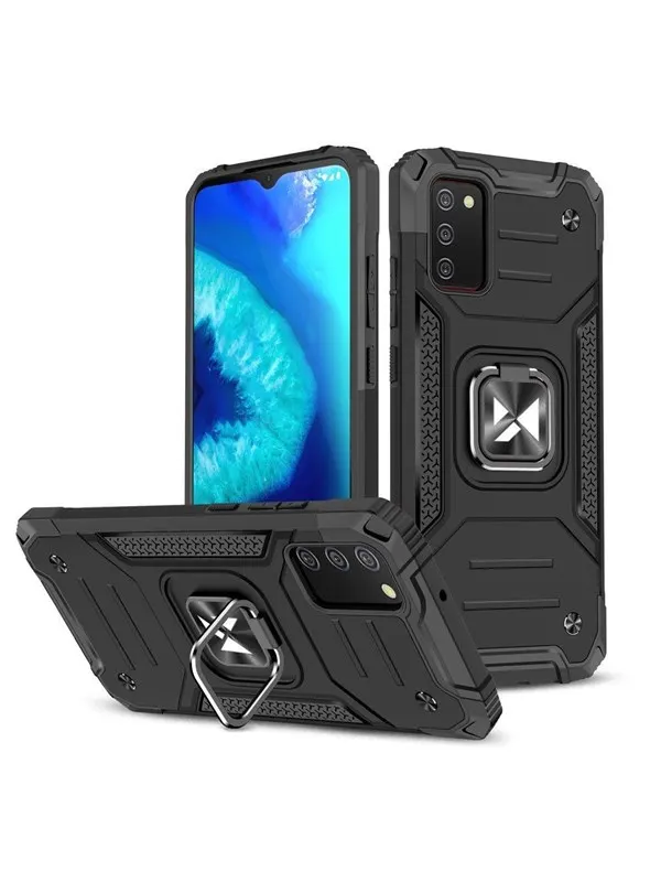 Wozinsky Ring Armor Armored Hybrid Case Cover + Magnetic Holder Samsung Galaxy A03s Black