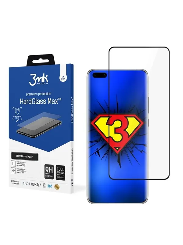 3mk Reinforced Tempered Glass HardGlass Max Black for Huawei P40 Pro + 5G