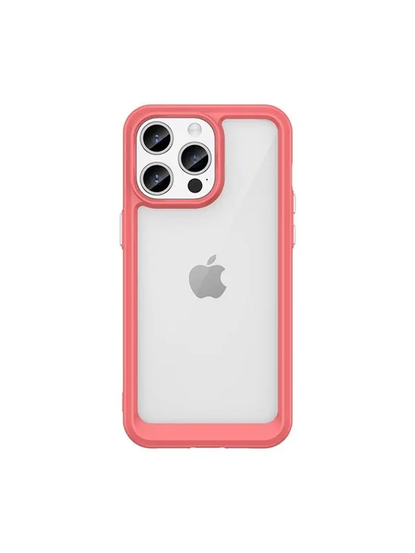 Hurtel Reinforced Case with a Flexible frame for iPhone 15 Pro Outer Space - Red
