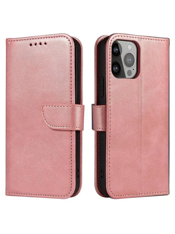 Hurtel Magnet Case for Samsung Galaxy S23 Ultra Cover with Flip Wallet Stand Pink