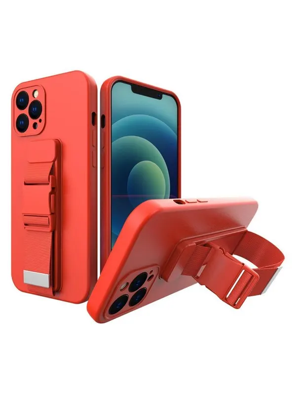 Hurtel Rope Case Silicone Cover with Lanyard Purse Lanyard Strap for Redmi Note 11 Pro Red