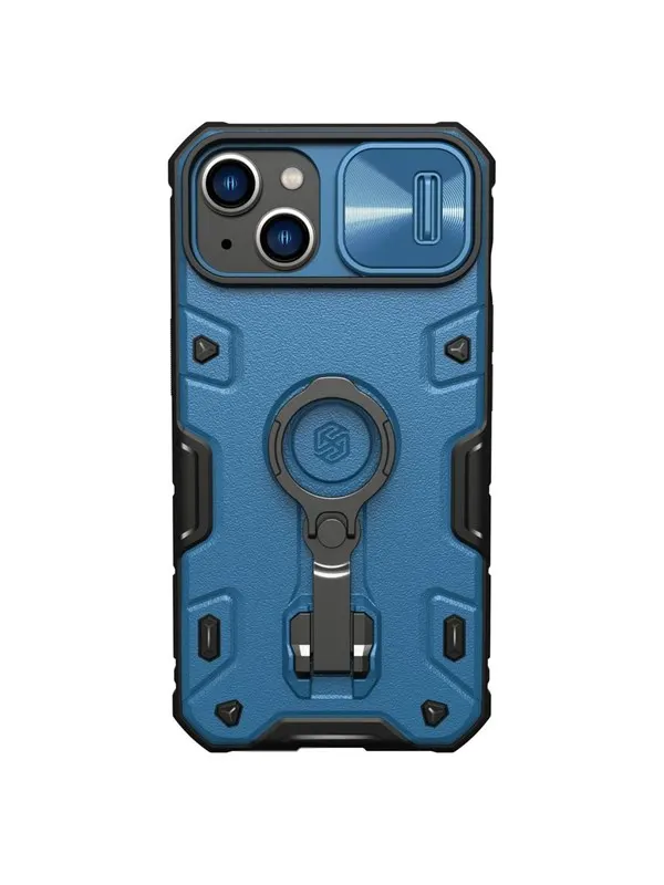 Nillkin CamShield Armor Pro Case iPhone 14 Plus Armored Case with Camera Cover Ring Stand Blue