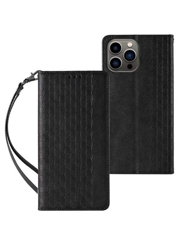 Hurtel Magnet Strap Case for Samsung Galaxy S23 Flip Wallet Mini Lanyard Stand Black