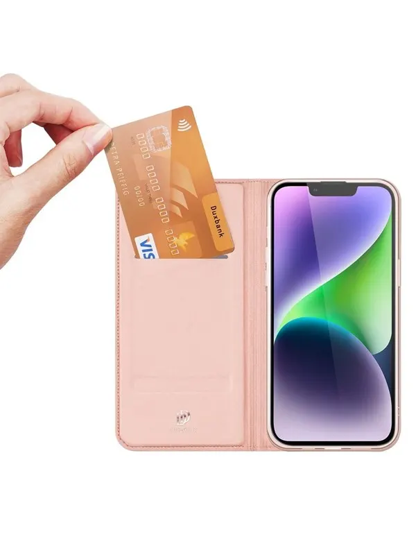Dux Ducis iPhone 15 Plus Case Cover with Flip and Wallet Skin Pro - Pink