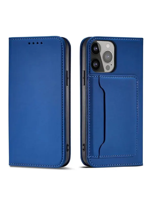 Hurtel Magnet Card Case for Samsung Galaxy S23 Flip Cover Wallet Stand Blue