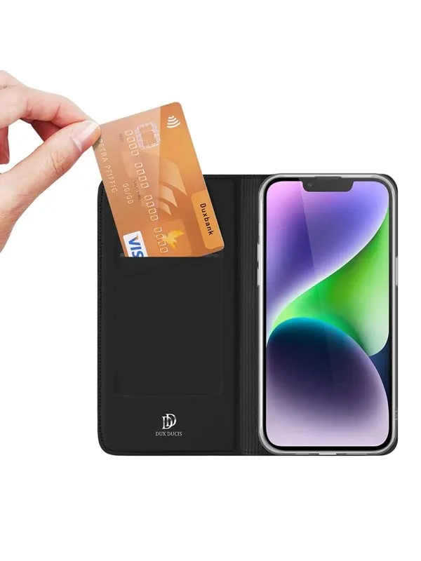 Dux Ducis iPhone 15 Plus Case Cover with Flip and Wallet Skin Pro - Black
