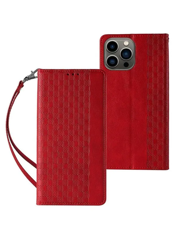 Hurtel Magnet Strap Case for Samsung Galaxy S23+ Flip Wallet Mini Lanyard Stand Red