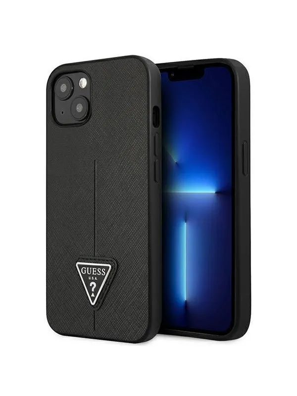 GUESS GUHCP13SPSATLK iPhone 13 mini 5.4 "black / black hardcase SaffianoTriangle Logo