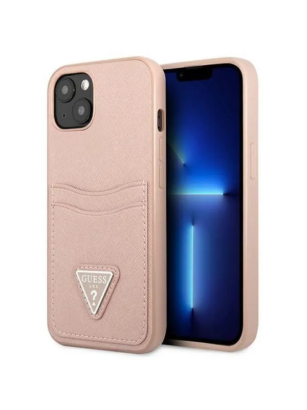 GUESS GUHCP13MPSATPP iPhone 13 6.1 "pink / pink hardcase SaffianoTriangle Logo Cardslot