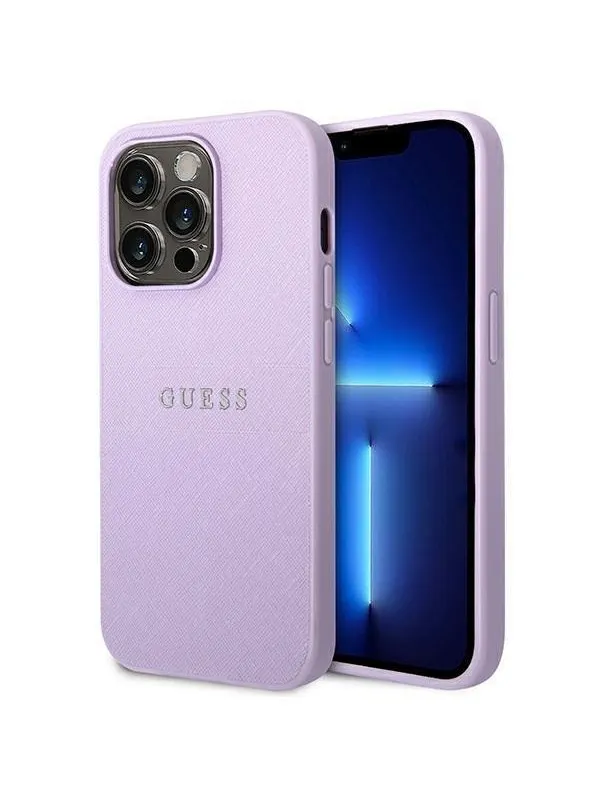 GUESS Saffiano Strap Case for iPhone 14 Pro - Purple
