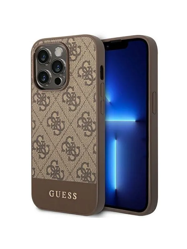 GUESS GUHCP14LG4GLBR iPhone 14 Pro 6.1" brown/brown hard case 4G Stripe Collection