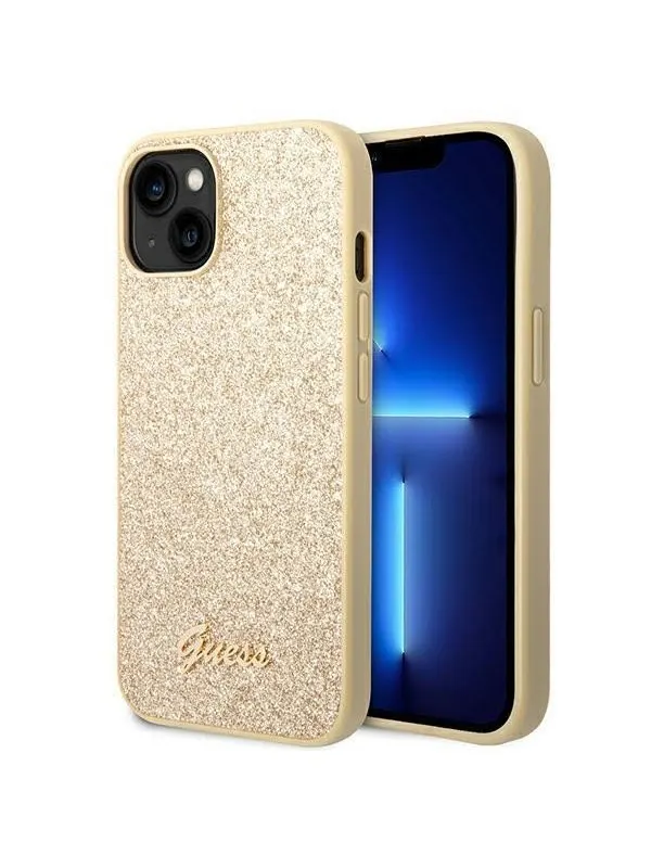 GUESS GUHCP14SHGGSHD iPhone 14 6.1" gold/gold hard case Glitter Script