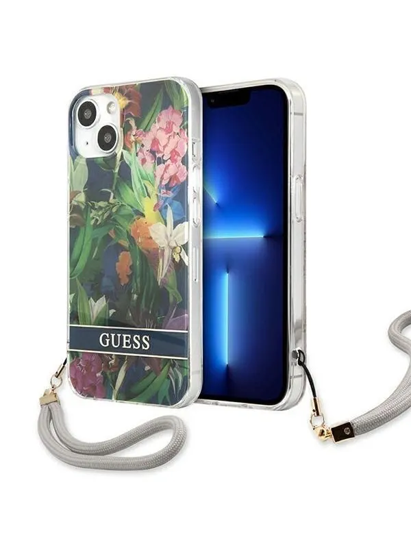 GUESS GUHCP13SHFLSB iPhone 13 mini 5.4" blue/blue hardcase Flower Strap