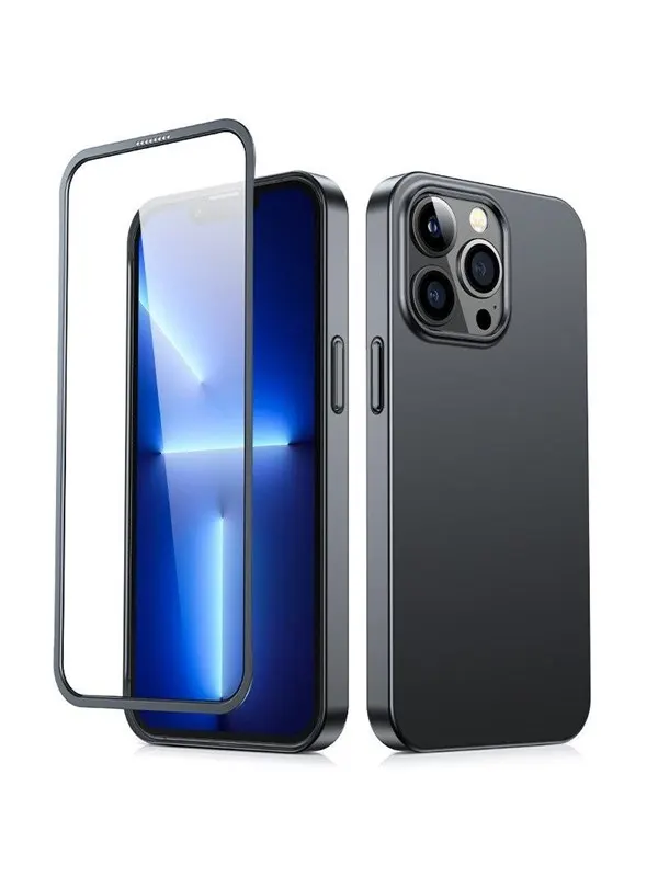 Joyroom 360 Full Case front and back cover for iPhone 13 Pro Max + tempered glass screen protector red (JR-BP928 red)