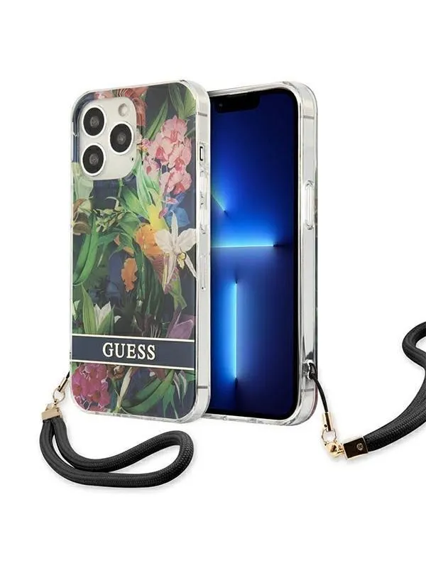 GUESS GUHCP13LHFLSB iPhone 13 Pro / 13 6.1" blue/blue hardcase Flower Strap