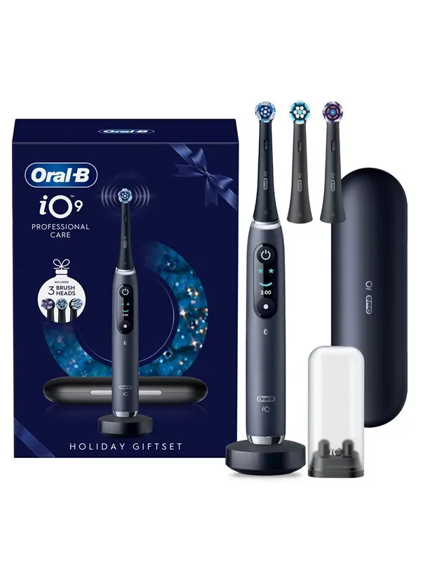 Oral-B Tandborste iO9 Black Gift Pack incl. Charging Travel Case + 2 extra brush heads