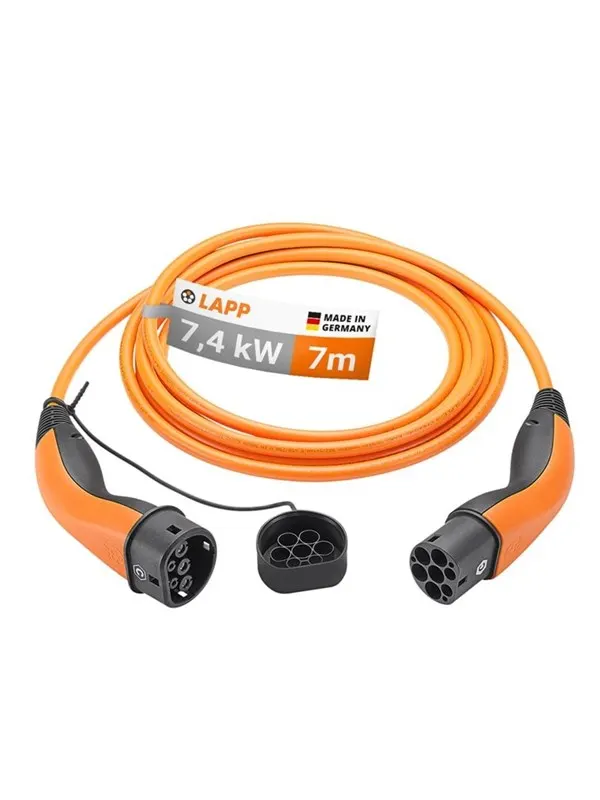 LAPP Type 2 Charging Cable, up to 7.4 kW, 7 m, orange