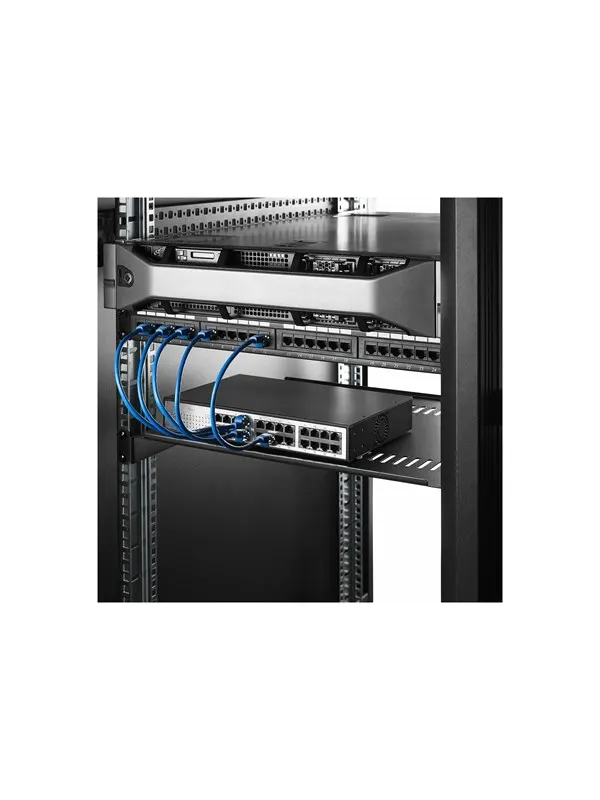 StarTech.com 2-Pack 1U Server Rack Shelf Vented 44lb Capacity 16" Deep (CABSHELF116V2PK) - rack shelf - 1U