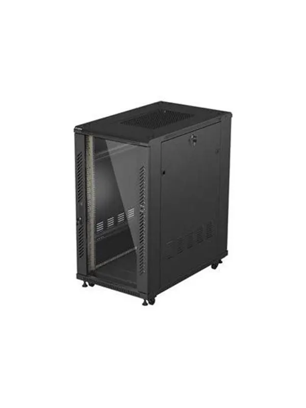 Lanberg FF01 series - rack - 600 x 1000 flat pack with glass door - 22U