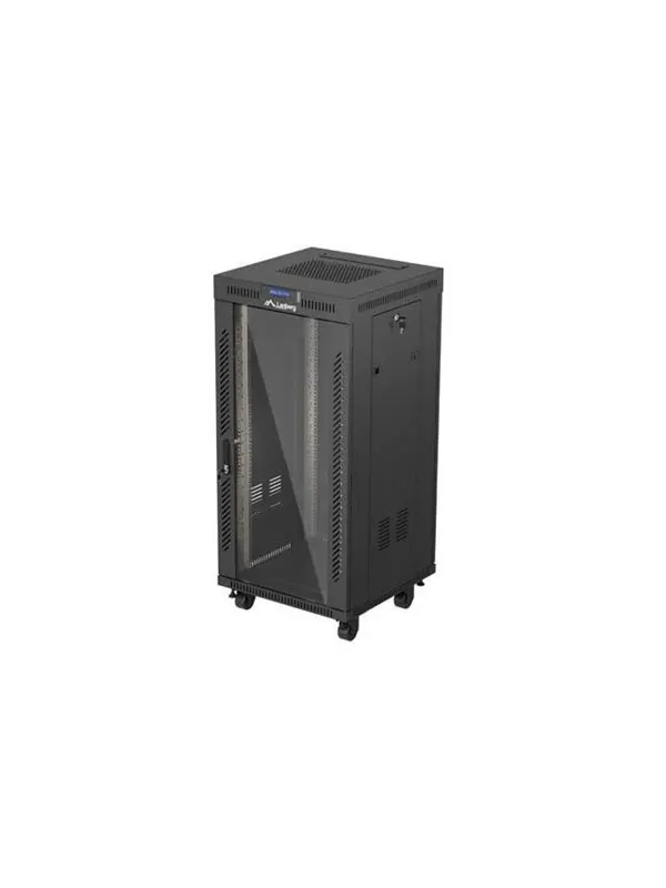 Lanberg FF01 series V2 - rack - 600 x 600 flat pack with glass door LCD - 24U