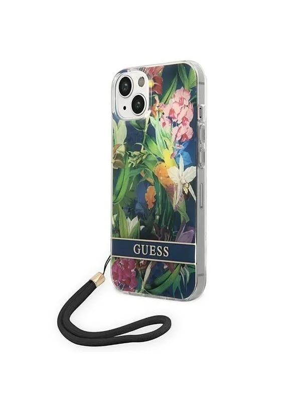 GUESS GUOHCP14SHFLSB iPhone 14 6.1 "blue / blue hardcase Flower Strap