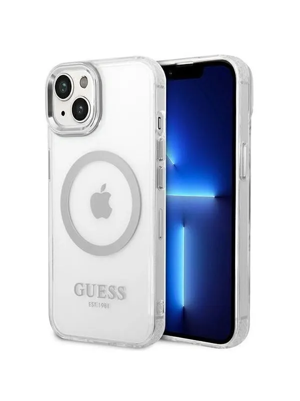 GUESS GUHMP14MHTRMS iPhone 14 Plus 6.7" silver/silver hard case Metal Outline Magsafe