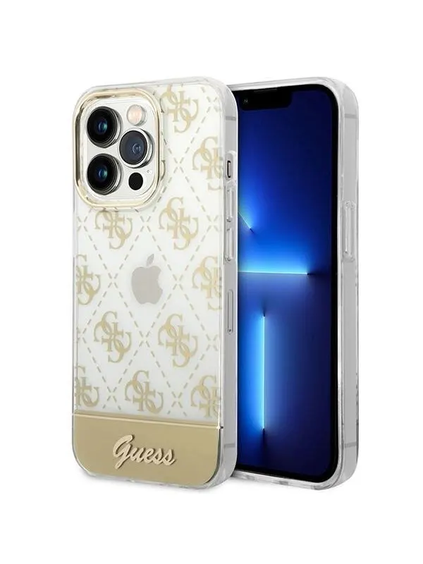 GUESS GUHCP14XHG4MHG iPhone 14 Pro Max 6.7 "gold / gold hardcase 4G Pattern Script