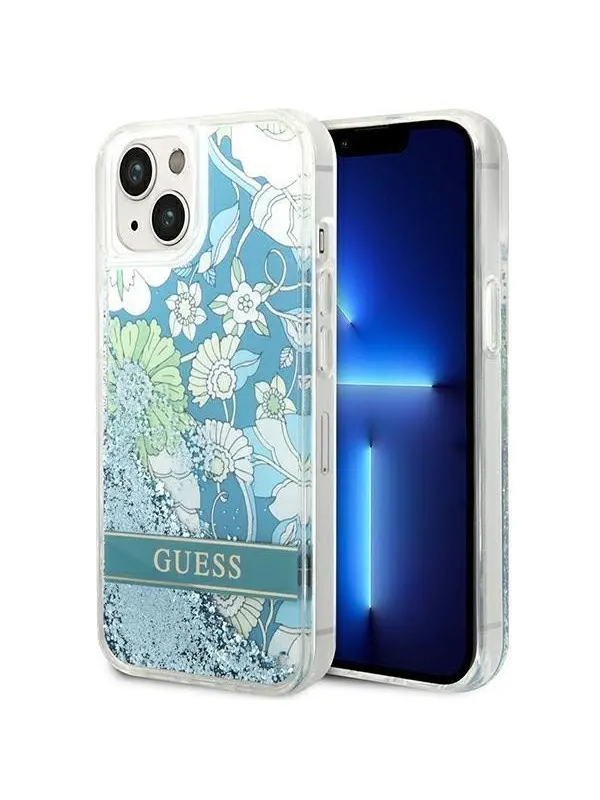 GUESS GUHCP14SLFLSN iPhone 14 6.1 "green / green hardcase Flower Liquid Glitter