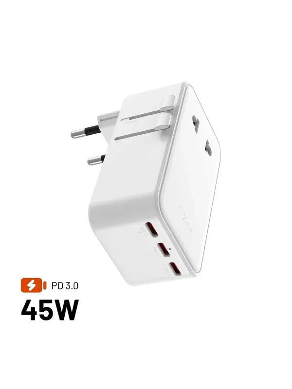 FIXED 70W Travel Charger USB-C/-A - For EU/UK/USA/AUS - White