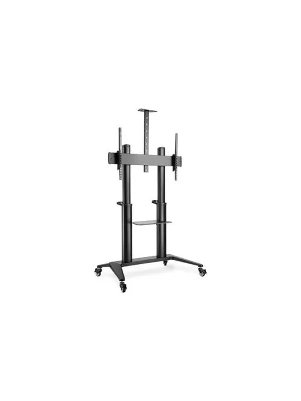 DIGITUS DA-90452 cart - for flat panel / AV System / camera - collaboration trolley / TV presentation cart - matte black - Max 140 kg - recommended for 120 "