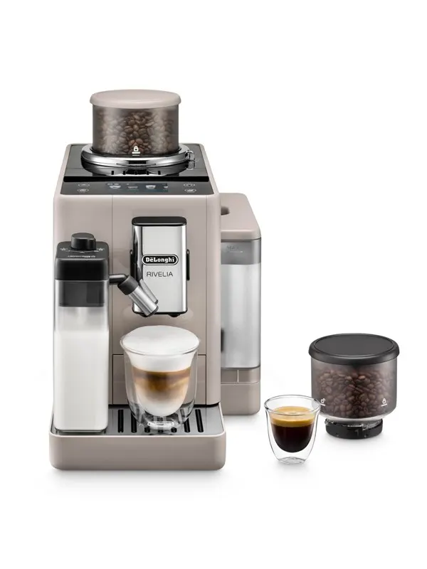 De'Longhi Rivelia EXAM440.55.BG - Automatisk kaffekokare med mjölkskummare - 19 bar - sandbeige