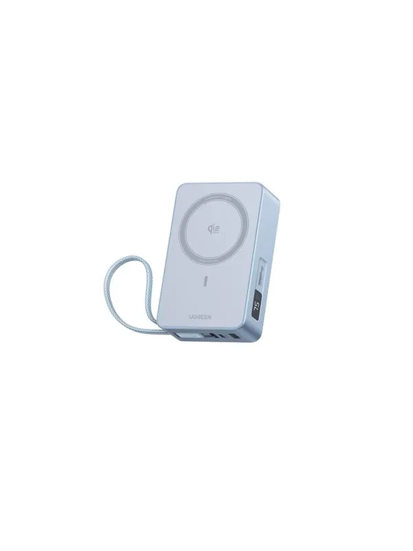 UGREEN MagFlow Qi2.2 25 W Magnetic Wireless Powerbank with Retractable Cable - 20000 mAh