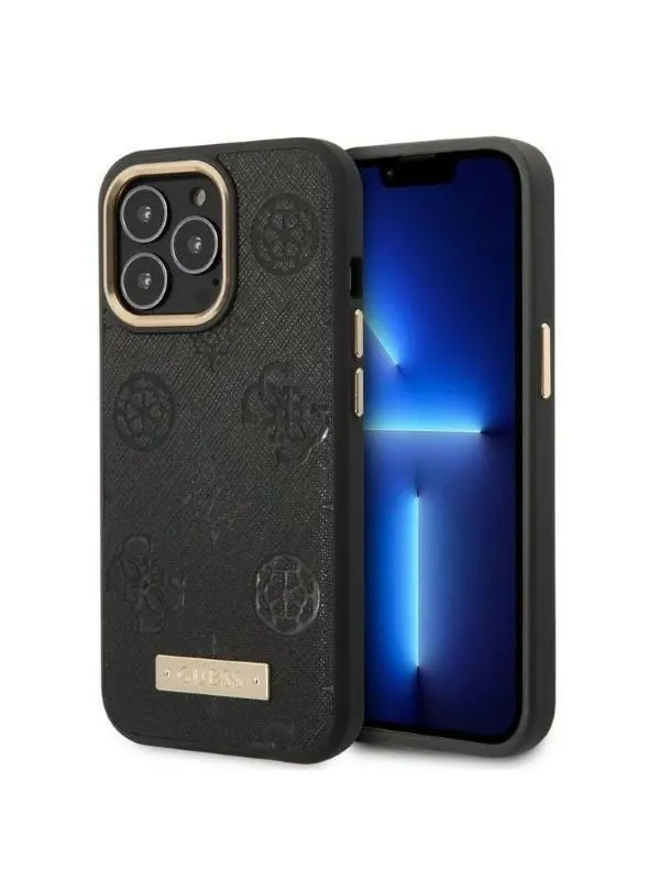 GUESS GUHMP13LSAPSTK iPhone 13 Pro / 13 6.1" black/black hardcase Peony Logo Plate MagSafe