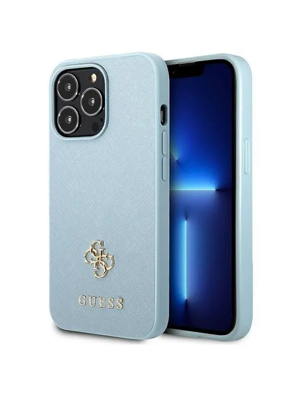 GUESS Saffiano 4G Small Metal Logo case for iPhone 13 Pro Max - blue